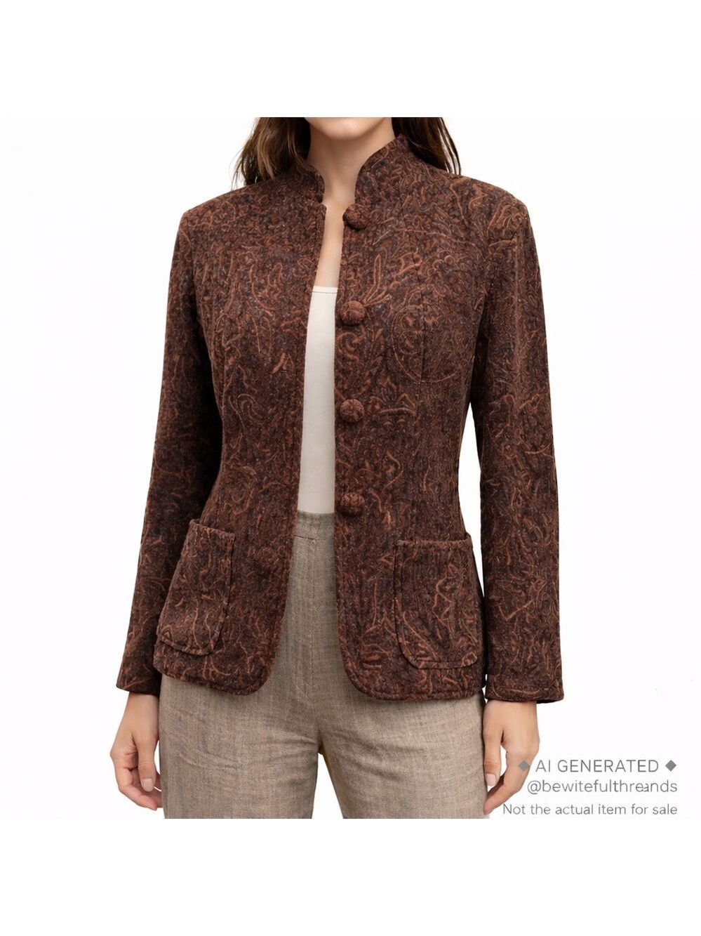 Two Star Dog M/L Brown Paisley Tapestry Blazer Artsy Teacher Y2K